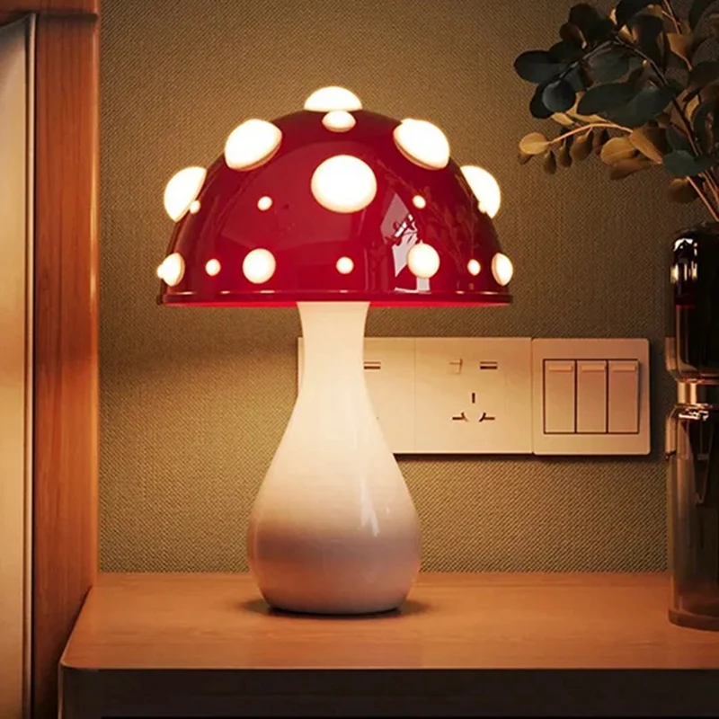 Toadstool Lamp, Bionic Mushroom Table Lamp, Hotel Living Room Home Atmosphere Light With Led Three-Color Bulb