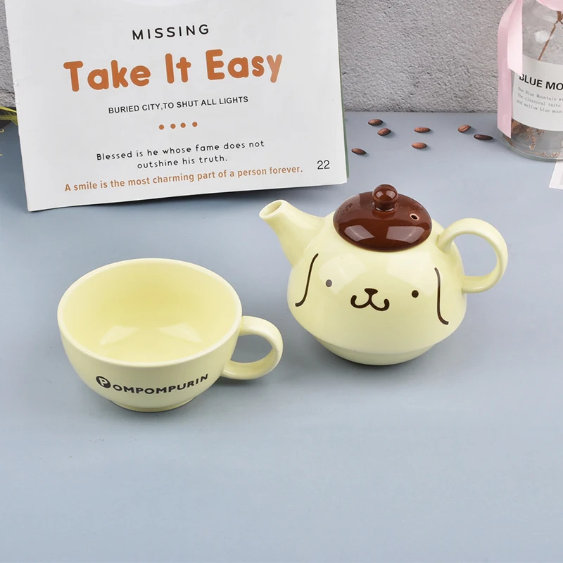 Cute Cartoon Pom Pom Purin Ceramics Action Figure Dolls Teapot Cups Drinking Cup Coffee Cups Milk Cups Gift