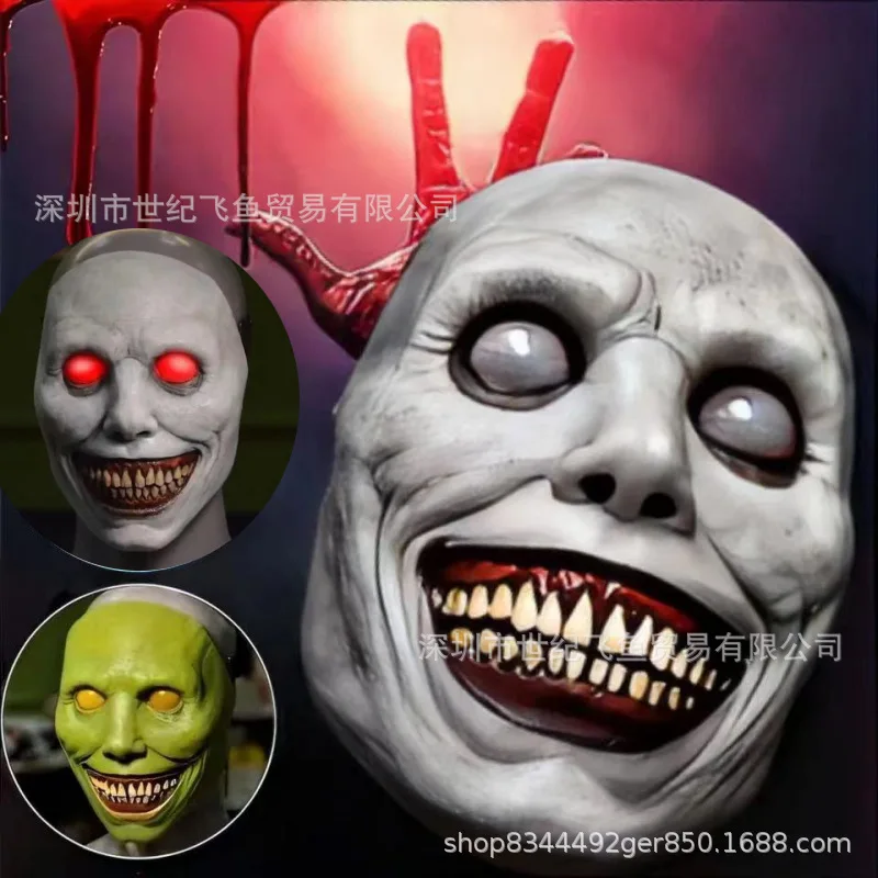

Маска экзорцизма, улыбка демона, белое лицо, белые глаза, страшный костюм на Хэллоуин, гримаса, реквизит, страшные костюмы и аксессуары