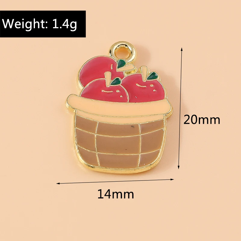 20 Stück 14x20mm Niedliche Emaille-Fruchtkorb-Anhänger für Schmuckherstellung, Ohrringe, Halsketten, Armbänder, DIY-Bastelzubehör – Detail 1