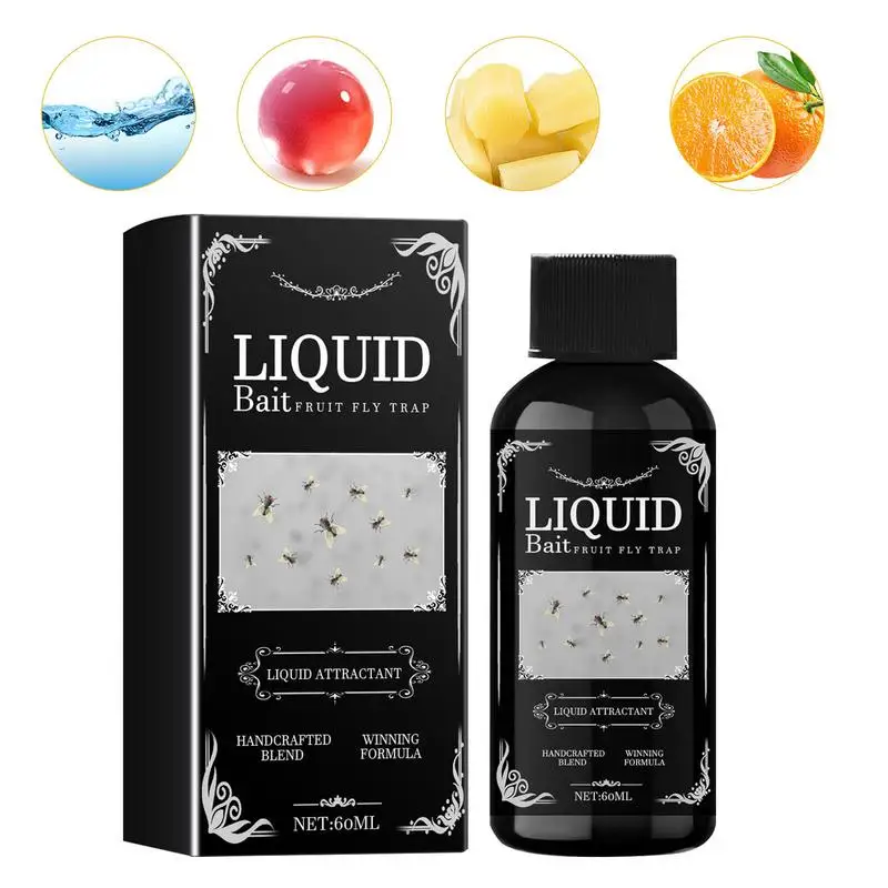 Fruit Fly Liquid 60ml Gants Trap Bait Liquid Replacement Fly Gnats Trap Liquid Refill Household Fly Catch Trap Liquid Attractant