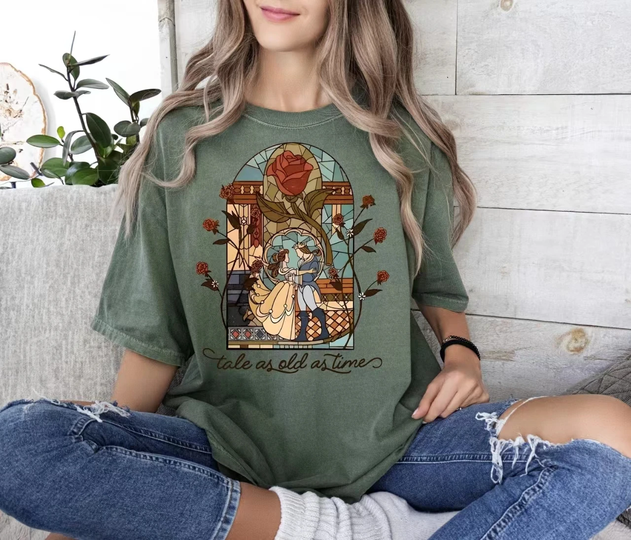 Tale As Old As Time Slogan Women T-shirt Vintage Cathedral Princess and Prince Print Female Shirt New Elegance Casual Girl Tee