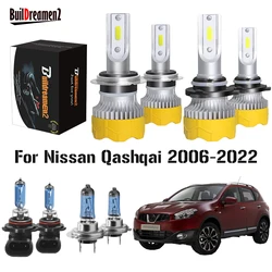 4 Pieces Car Front Headlight For Nissan Qashqai +2 (J10, J11) 2006-2022 LED Halogen Bulb Headlamp High Beam + Low Beam 12V