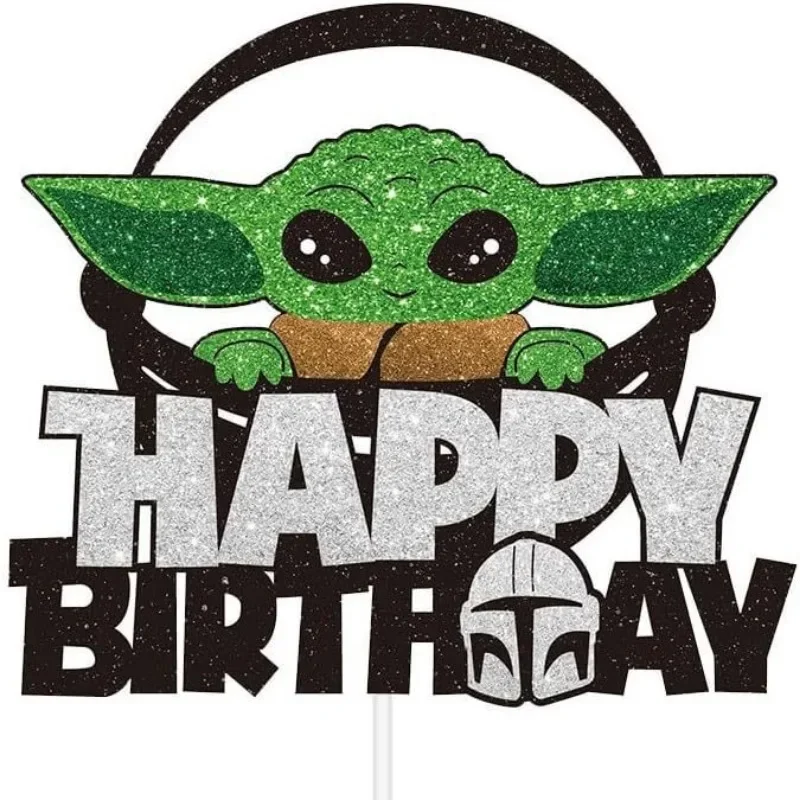 Star Wars Cake Decoration Cartoon Yoda Cupcake Top Happy Birthday for Kids Birthday Party Cake Dessert Decorations