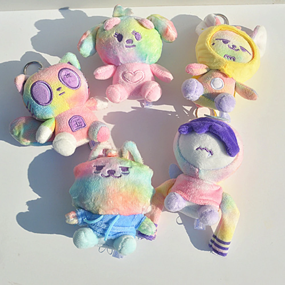 10CM Kpop Yeonjun Soobin Colorful Plush Toy Keyring Beomgyu Taehyun Hueningkai Kawaii Stuffed Doll Keychain Fans Bag Decor Gifts