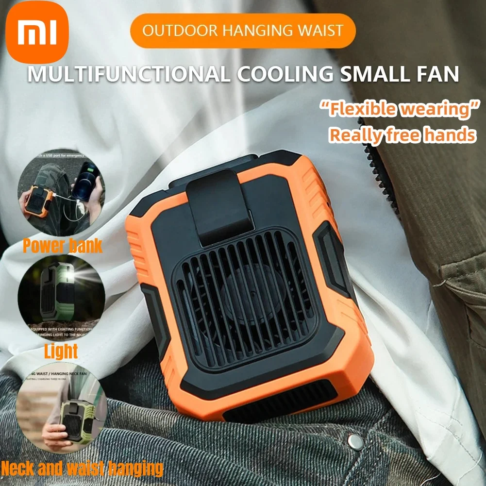 Xiaomi Portable Hanging Waist Fan Rechargeable Quiet Wearable Electric Fan 3 Speed USB Handheld Air Conditioner Home Outdoor