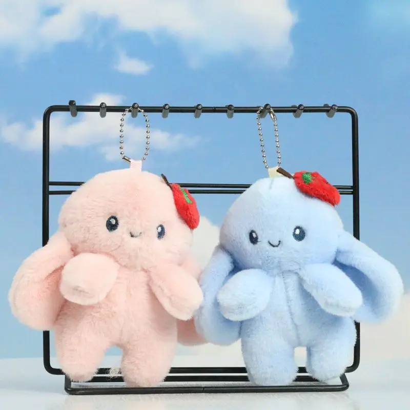 13CM Netflix Kawaii Octopus Pendant Cartoon Cute Plush Strawberry Small Octopus Cloth Doll Doll Schoolbag Charm Keychain