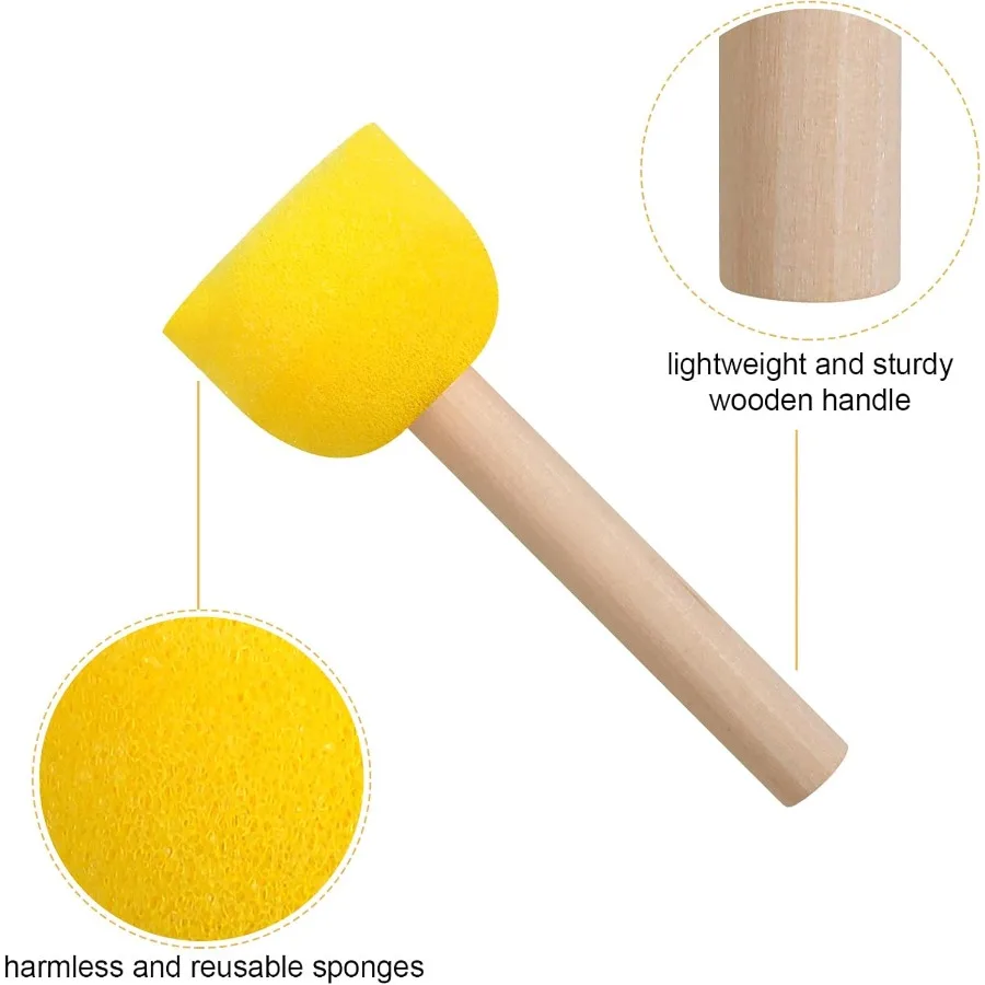 예술적 페인팅 및 창의적인 공예를 위한 30개 라운드 스펀지 브러시 세트, 아크릴 페인트 및 예술 프로젝트에 이상적, 4개 포함