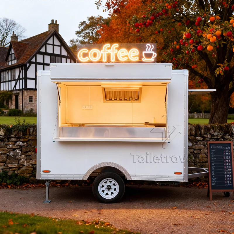 

Красивый мобильный фудтрак для уличной торговли, полностью оборудованный винтажный прицеп-фудтрак для мероприятий на открытом воздухе