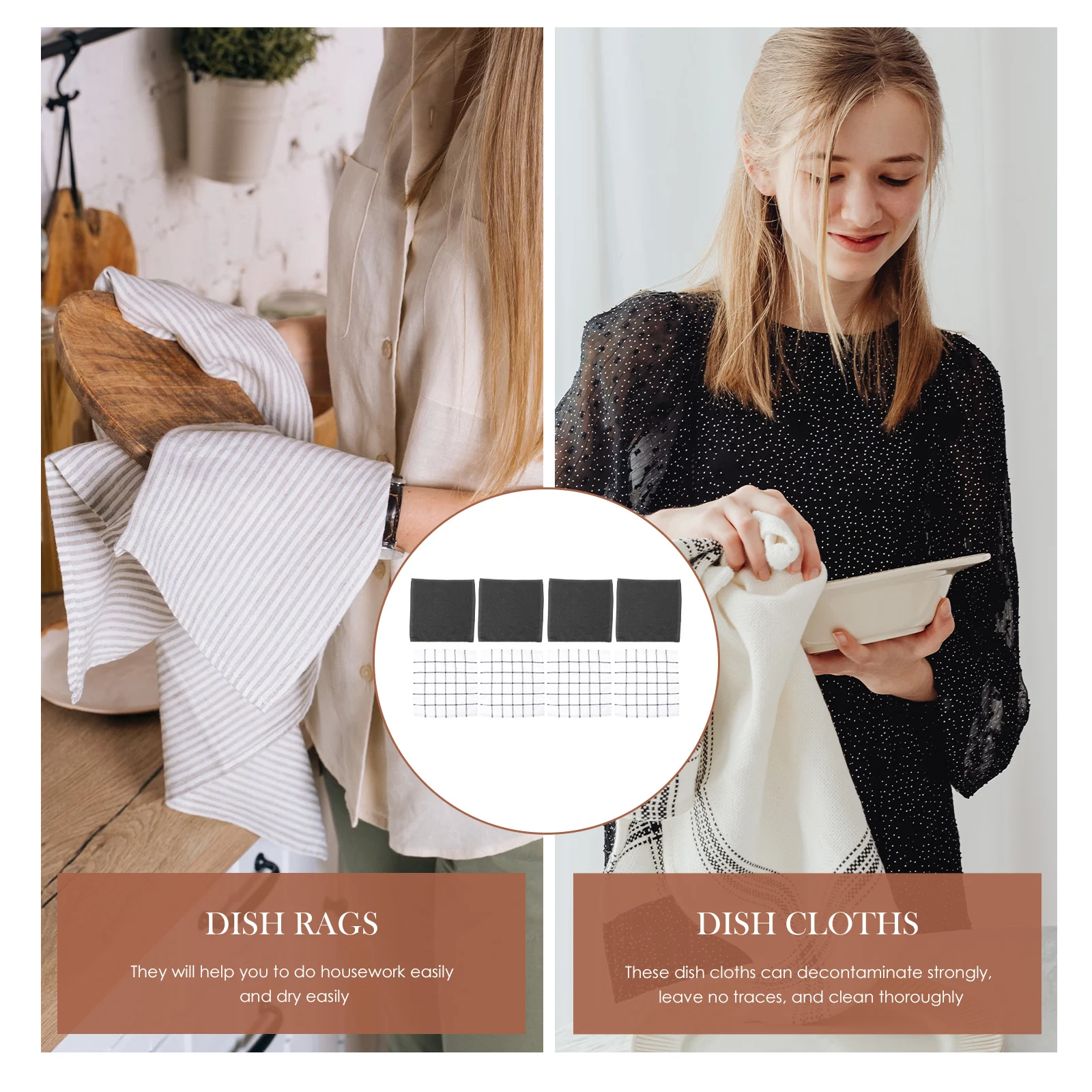 

8Pcs Microfiber Dish Cloths Absorbent Kitchen Towels Home Supplies Square Water Wiping Cloth Cleaning Rags