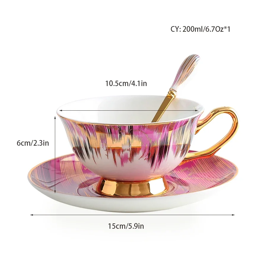 China Coffee Cup Saucer Spoon Set 200ml Tea Cup Porcelain Tea Set Ceramic Teacup Cafe Espresso Cup Drop Shipping