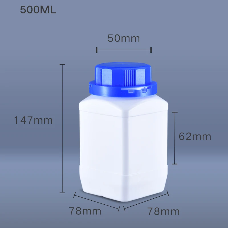 4PCS  Empty HDPE Bottles with Lid Wide mouth Square bottle for Liquid paint Lotion Food Grade Storage container