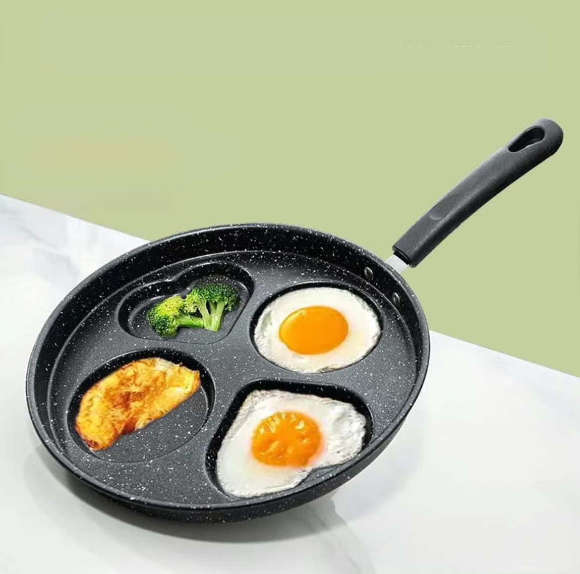 Frying Pan Non Stick Breakfast Burger Egg Pancake Cookware Medical Stone 4 Hole Cooking Egg Ham Pans Thickening and durability