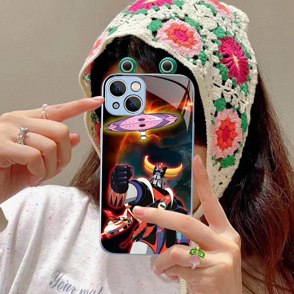 UFO R-Robot G-Goldorak Phone Case Tempered Glass For iphone 14 13 12 11 Pro Mini XS MAX 14Plus X XS XR Fundas