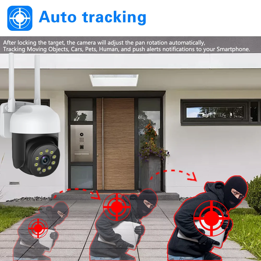 5MP Tuya Wireless Outdoor Camera 5X PTZ Zoom Surveillance Cameras With Audio IP Camera For Smart Life Home Security Protection