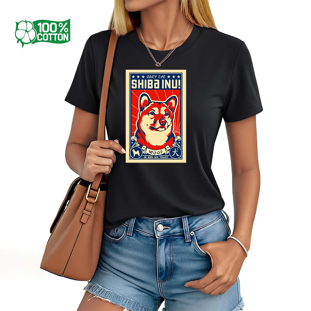 

Женская летняя футболка с круглым вырезом и коротким рукавом с принтом Шиба-ину, повседневные индивидуальные модные футболки для уличной одежды