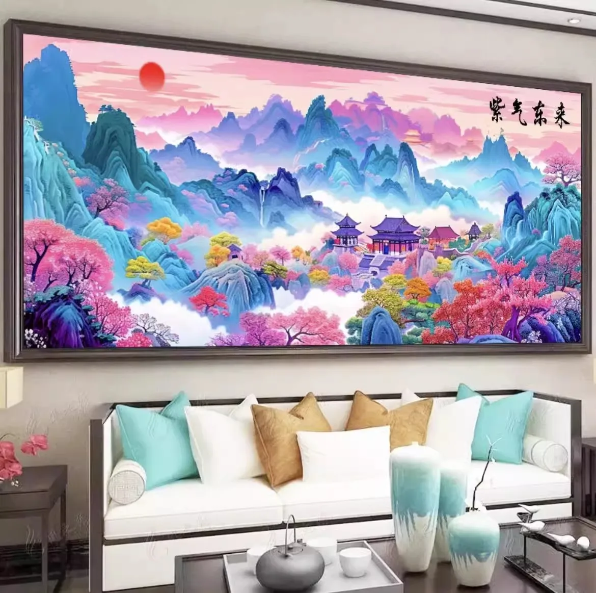 

9ct 220x90cm Beautiful scenery Embroidery DIY Chinese Style Printed Kits Cross Stitch Needlework Set Home Decor Crafts