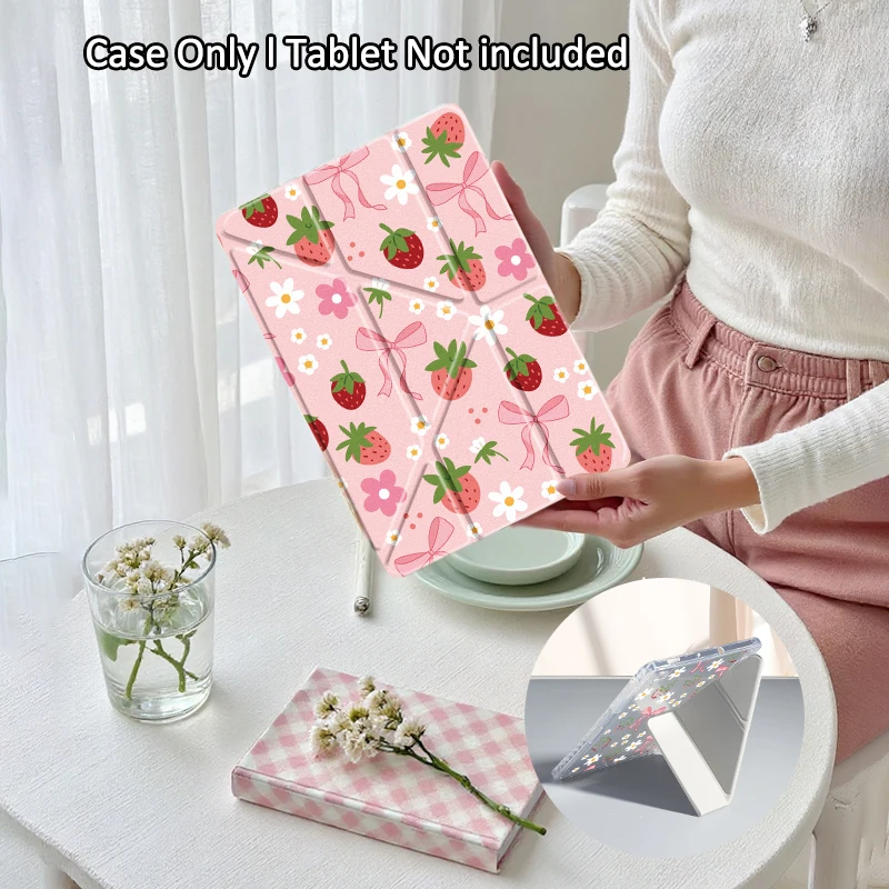 

Для Galaxy Tab A9+/S7/S8/S9/S10FE 11 дюймов, A8 10,5, A9 8,7, S6 lite 10,4, 12,4 дюйма, регулируемая подставка в складку Y, автоматическое пробуждение/сна, слот для ручки