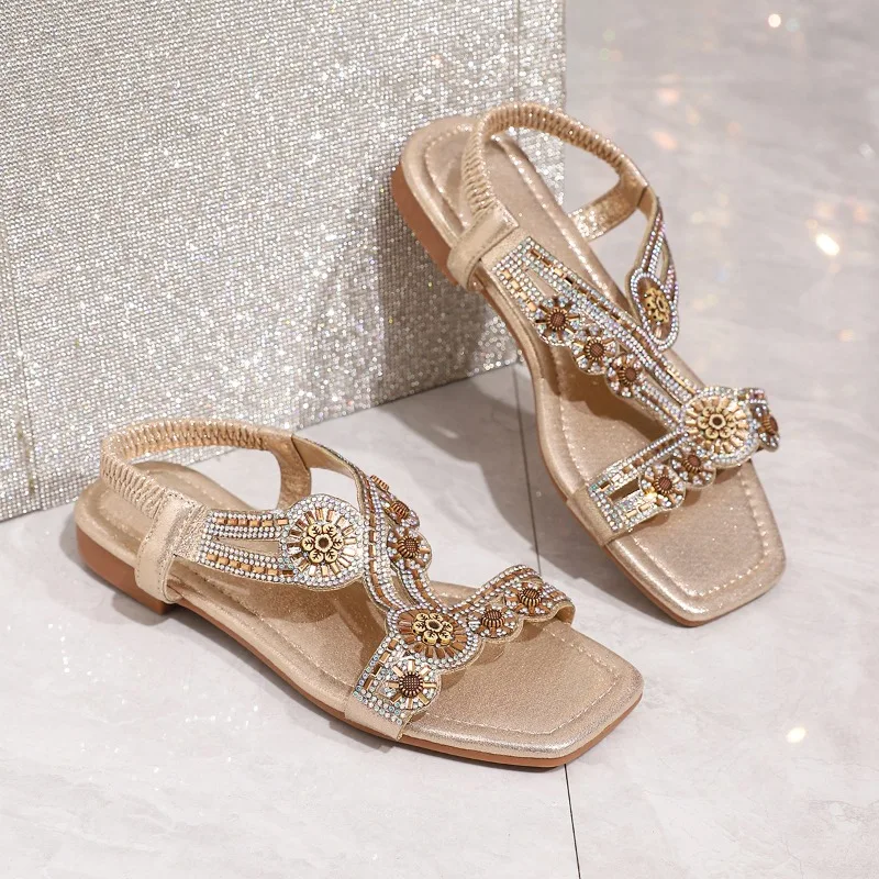 

Classic Women's Shoes Exquisite Rhinestone Roman Sandals for Woman Fashion Vacation Casual Shoes Designer Shoes Sandalias Mujer