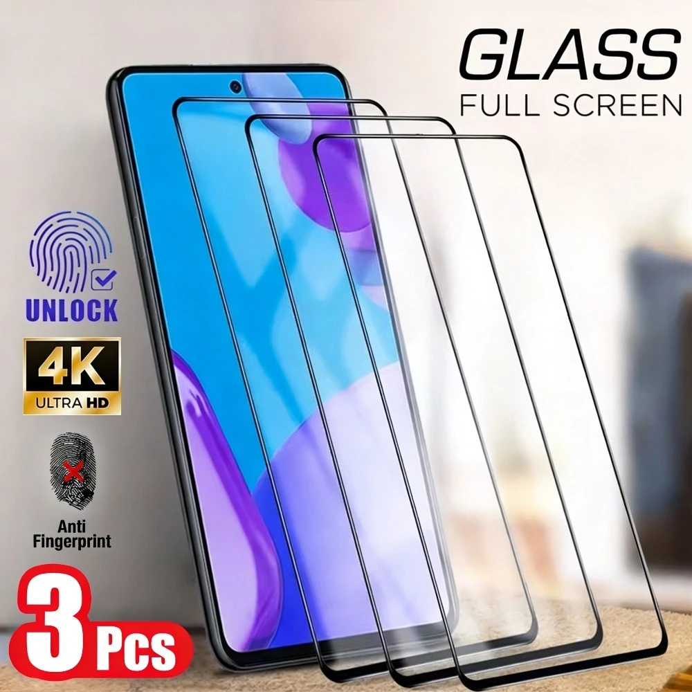 

Защитная пленка для экрана с полным покрытием, 3 шт., для Samsung Galaxy A57 A56 A55 A53 A37 A35, закаленное стекло для Samsung A15 A16 A17 A25 A26 A33