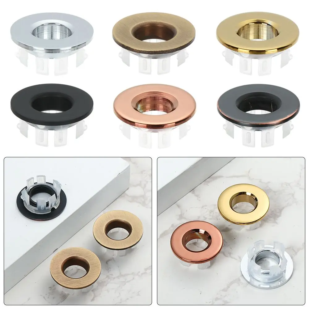 Overflow Covers Basin Insert Replacement Sink Hole Cover Trim Ring Cap Round Ring Tub Drain Stopper Bathroom Faucet