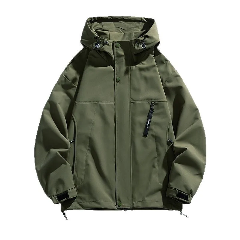 

2025 Spring New Men's Jacket, Solid Color Outdoor Sports Windbreaker, Trendy and Versatile for Hiking