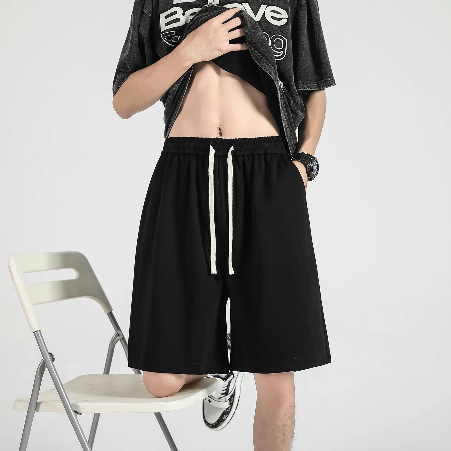 

Men Women Cotton Running Shorts High Weight Loose Fit Casual Sports Shorts Outdoor