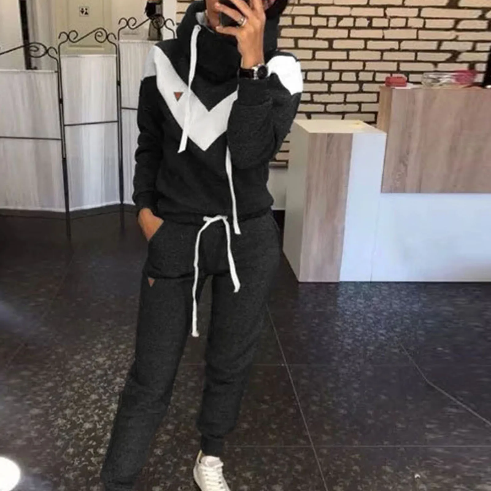 Women Solid Color Casual Suit Long Sleeve O Neck Blouse Top Drawstring Pants Sports Tracksuit Female Autumn Winter Set