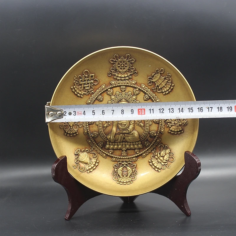 Temple family Effective protection Om mani padme hum Mantra Sakyamuni Tathagata Buddha Eight auspicious symbols talisman statue view 3