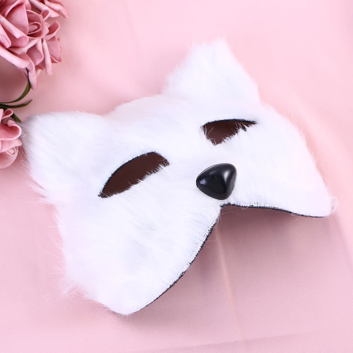 Fancy Dress Mask Half Face Animal Mask Cosplay Costume Accessory for Halloween Carnival Masquerade (White)