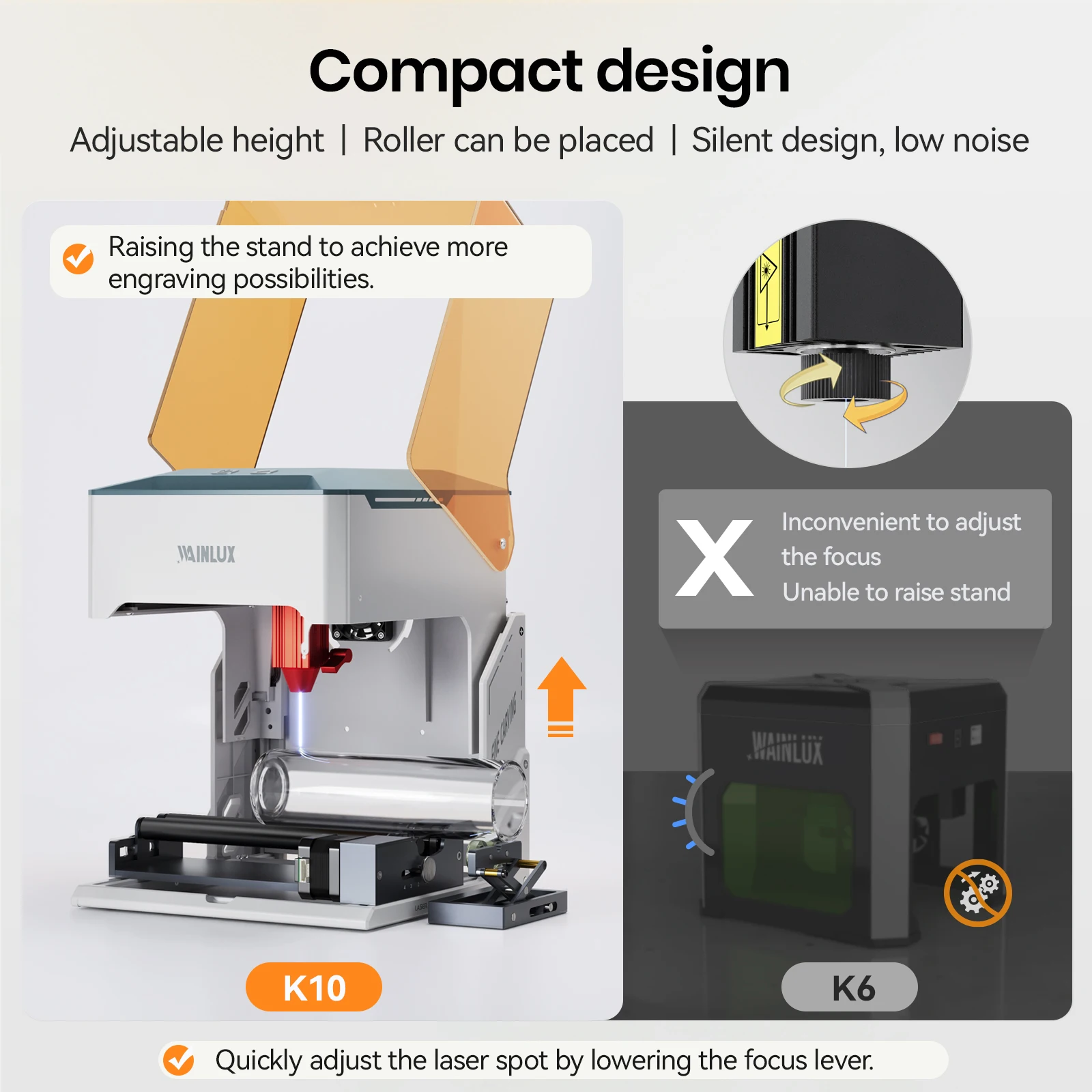 WAINLUX K10 Laser Engraver WAINLUX 3W/5W K10 Laser Engraver Machine - Enclosed Visual Mini Laser Cutter For Wood, Leather, Silic