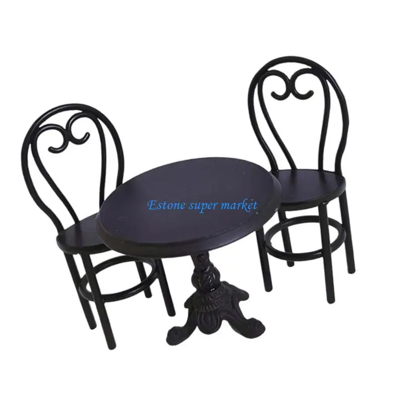 090B Nordic Metal Kids Pretend Play Kitchen Set Miniature Dining Table Chair Playset For Imaginative Creative Development view 5