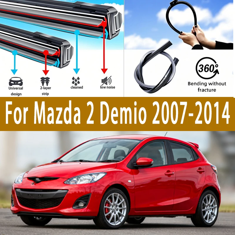 

For Mazda 2 Demio 2007-2014 2010 2012 2013 Car Wiper U-type Soft Rubber Boneless Wiper HD Quiet Durable Automotive Wiper 24"+14"