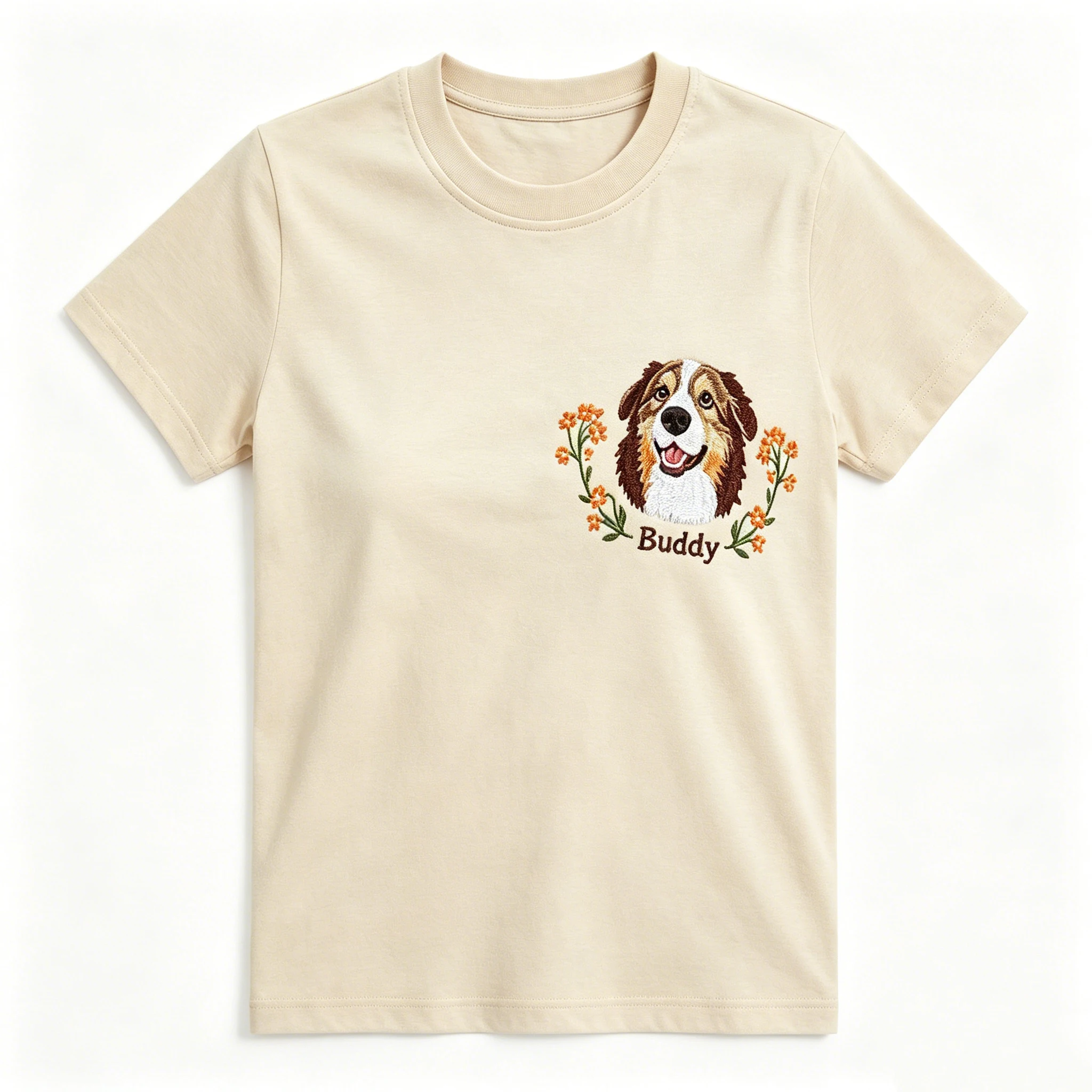 Custom Dog Face Photo T Shirt Pet Portrait Soft Cotton Short Sleeve Loose Trendy Casual Daily Top For Pet Mom Pet Lover