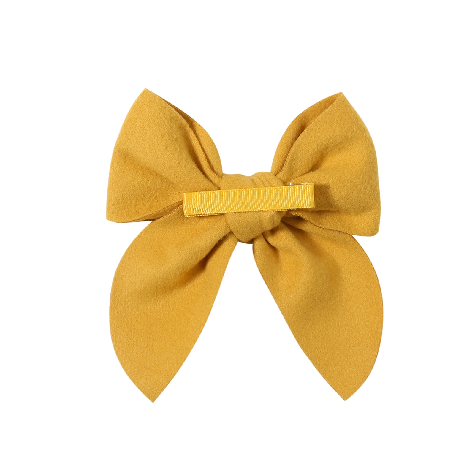 20Colors 5Inch Solid Cotton Bow With Safety Hairpin For Girl Hair Bows Handmade Bowknot Hair Clip Headwear Kids Hair Accessories