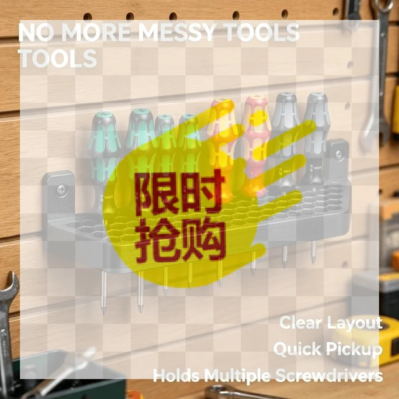 【BA】Wall-Mounted Screwdriver Holder Hex Hole Screwdriver Organizer Rack Workshop Garage Workbench Tool Storage Stand