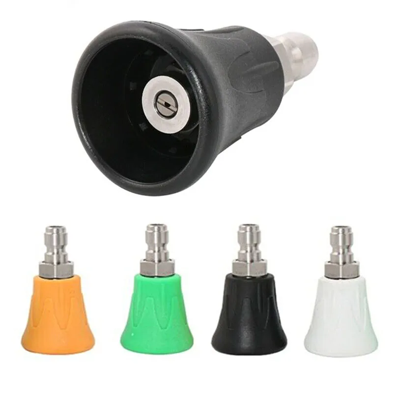 

1/4" Pressure Wash Nozzle Household Sheath Nozzle for Cars Stainless Steel Splash Proof Washer Tips Hose Rubber Protector