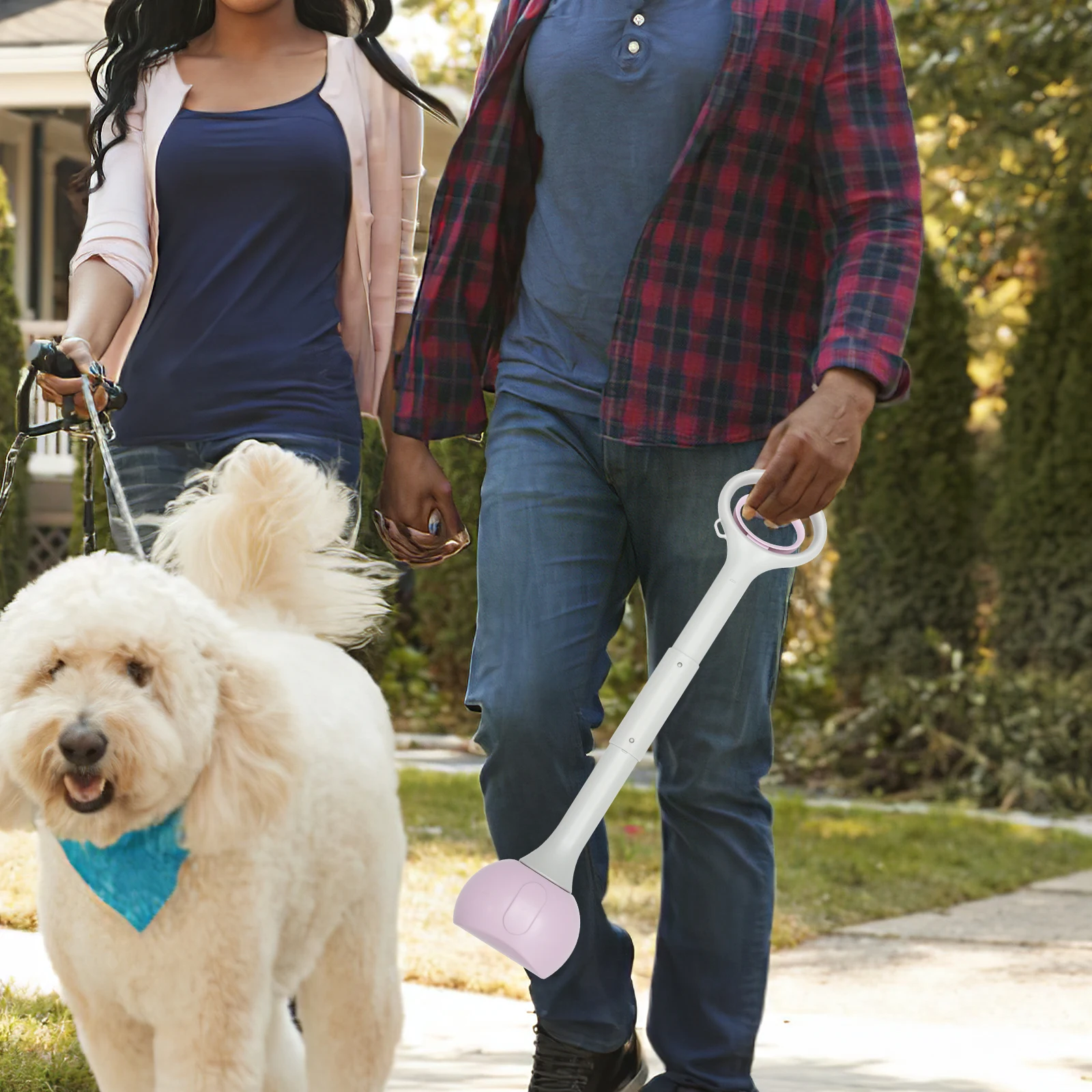 Plastic Poop Scoop For Dogs Ergonomic Arc Handle Portable Outdoor Pet Waste Cleaner Long Handle Dog Pooper Scooper Folding Pet