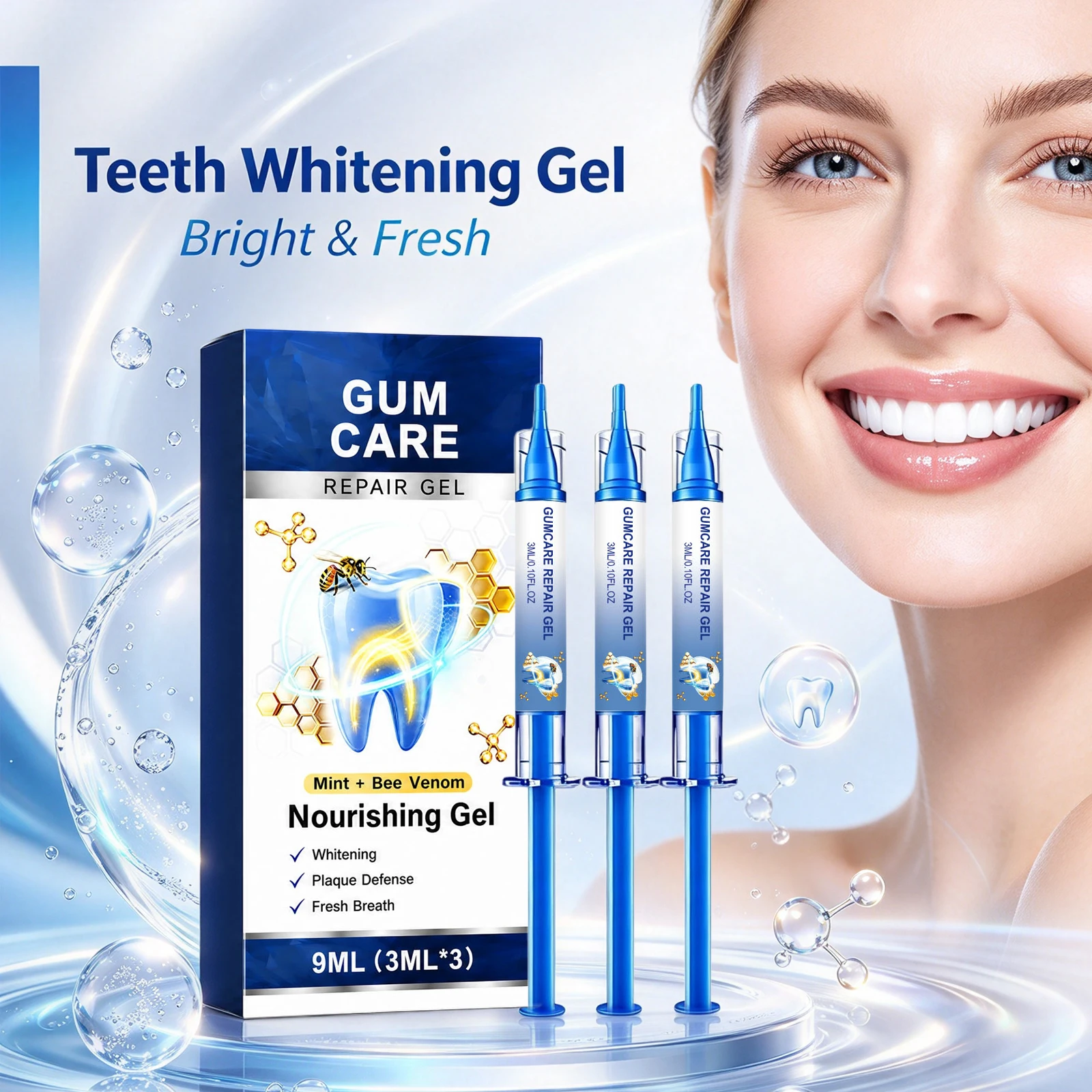 Bee Venom Gum Care Gel Mint Flavor Soothing Restorative Plaque Control Fresh Breath Gentle Cleansing Teeth Daily Oral Care Gel