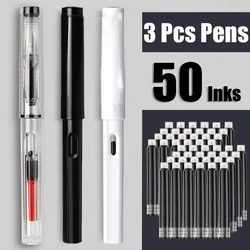 53Pcs Fountain Pen Replaceable Ink Set Black/Blue/Red ink EF School Pens Office Supplies Stationery for Writing Calligraphy Pen
