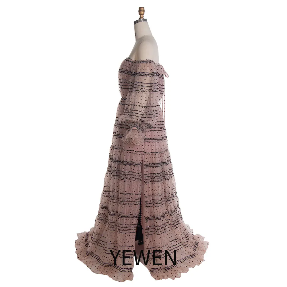 YEWEN-vestido de noche de tul con lunares para mujer, traje bohemio de talla grande, para playa y sesión de fotos