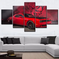 Red Muscle Sports Car Dodge Challenger Poster Wall Art Decor Pictures Canvas Print Paintings For Living Home Bedroom Decoration