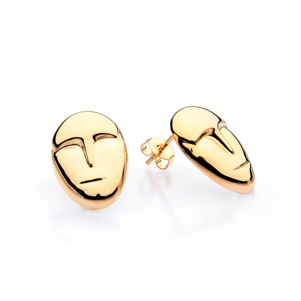 Individuality Face Style Earrings for Women Gold Color 100% Copper Brincos Grandes Party Earrings Gold Silver Color