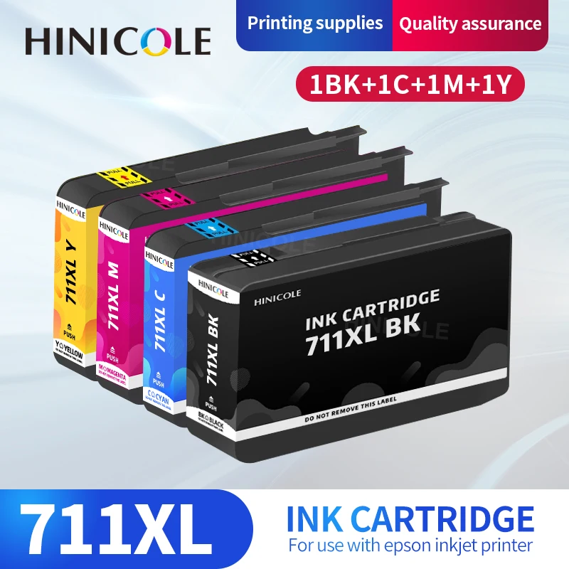 

HINICOLE для HP 711XL, для принтера HP711 DesignJet T120 T520, 711XL, совместимый сменный картридж, полный с чернильным принтером 711