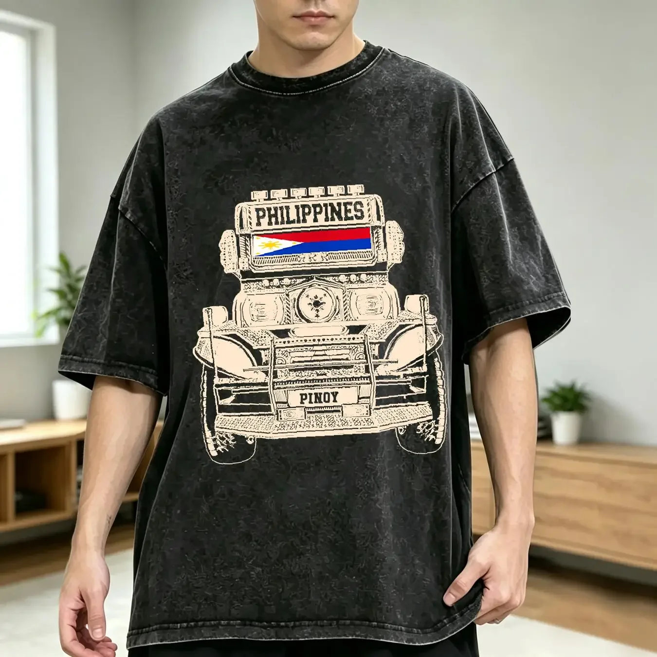 washed T Shirt NEW LIMITED Filipino Jeepney Pinoy Philippines Flag Pride S 3XL long or short sleeves vintage Washed