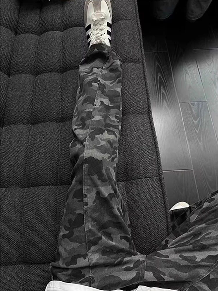 

American Sle Men's Camouflage Pants High Waist Straight Leg Loose Fit Summer Casual Jeans mid Waist No Iron Treaent