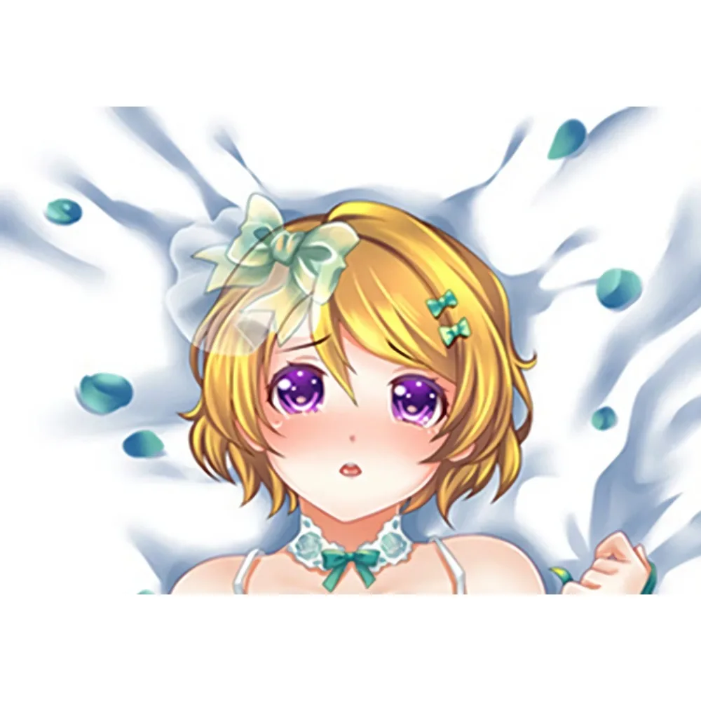 Hanayo Koizumi Anime Long Body Pillowcase Dual‑sided Short Golden Hair Girl Print Soft Plush Microfiber Cushion Cover