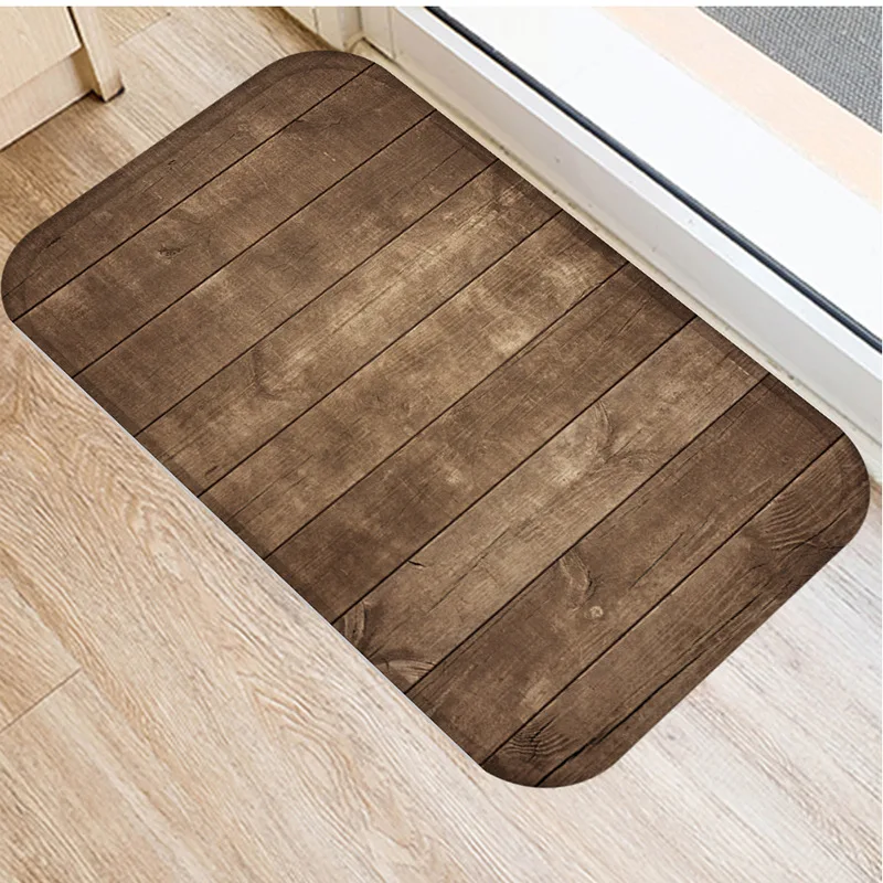 Nordic wood grain printed pattern mat home bedroom bathroom entrance floor decoration door  non slip carpet