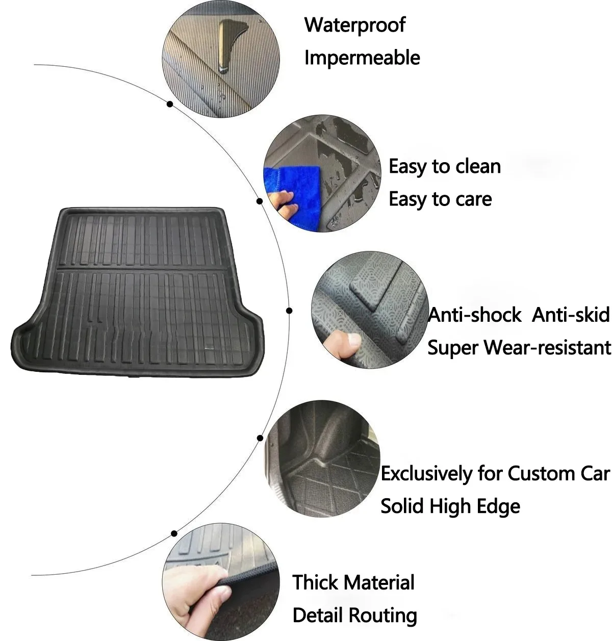 Car Trunk Mat For Toyota Land Cruiser Prado J120 Lexus GX 470 2002~2009 Anti-slip Rear Boot Liner Storage Pad Carpet Accessories