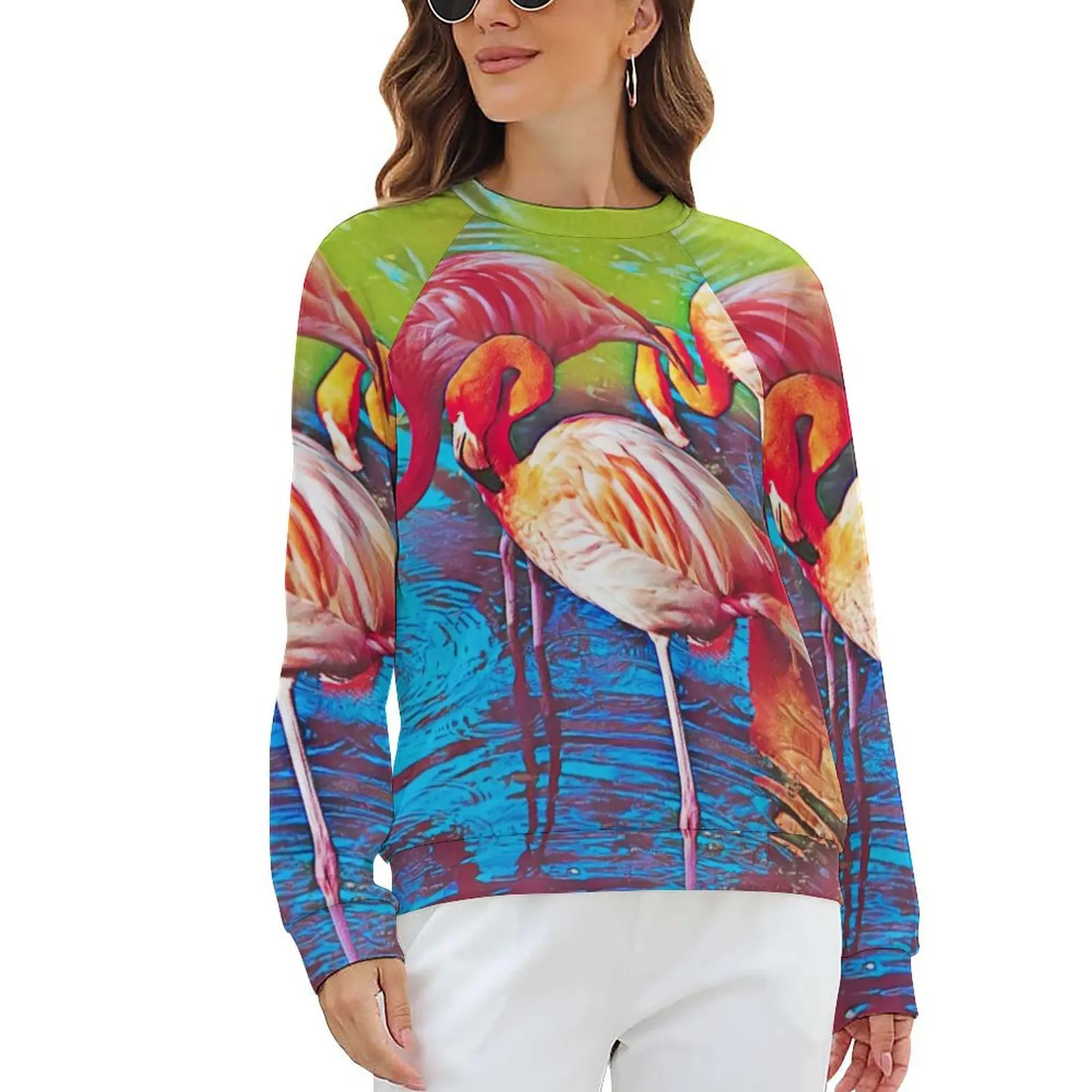 Flamingo Design Hoodies Woman Abstract Painting Art Street Fashion Casual Hoodie Long Sleeve Pretty Design Sweatshirts Big Size